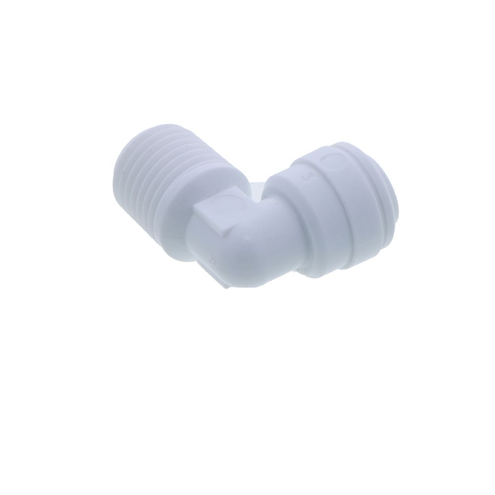 John Guest 3/8" x 1/4" [NPTF] Acetal Fixed Elbow - White