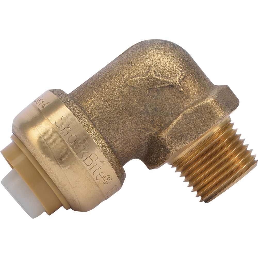 SharkBite® U281LF Lead-Free Brass Push-to-Connect Dishwasher Elbow - 1/2" x 3/8" MPT