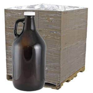 Amber 64oz Glass Beer Growler or Water Bottle With Cap