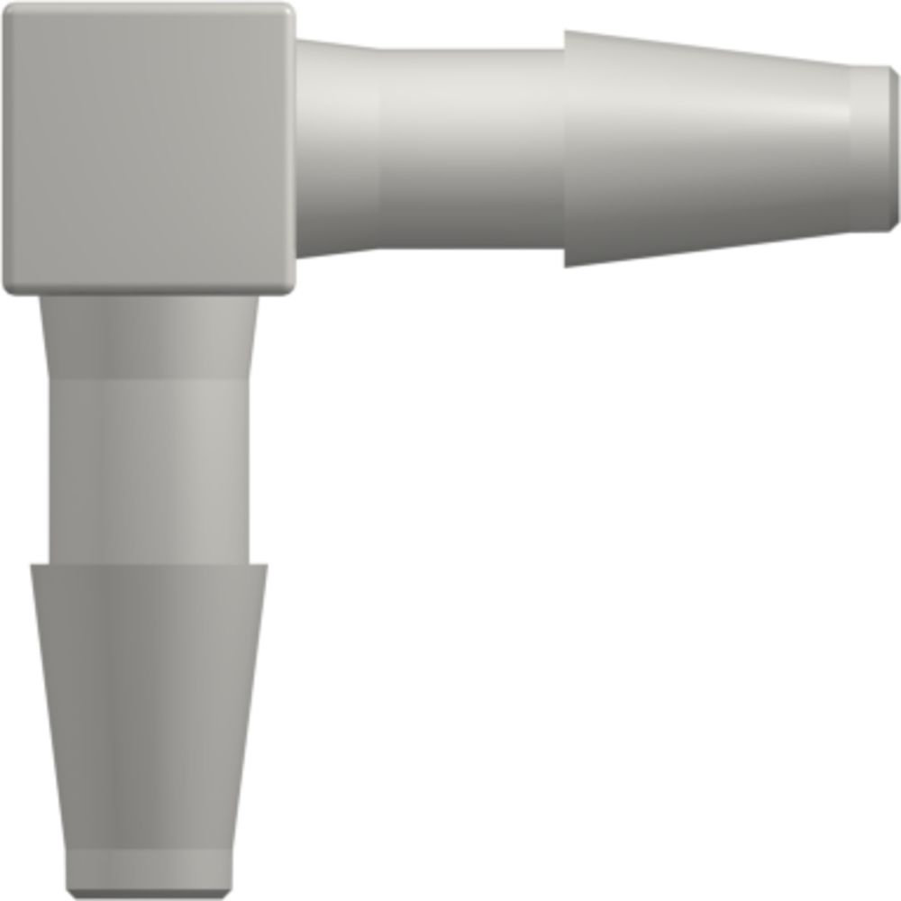 LinkTech Elbow Tube Fitting with Classic Series Barbs, 1/4" [6.4 mm] ID Tubing, White Nylon