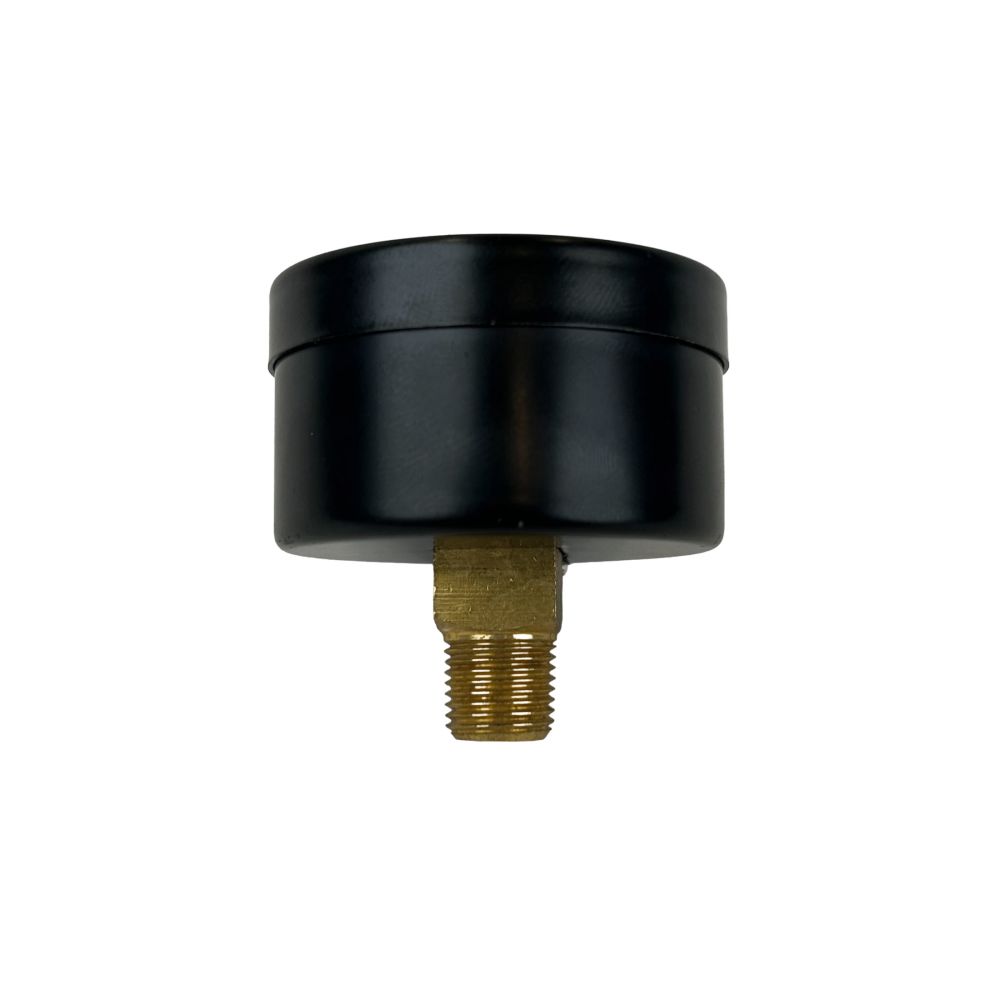 Water Pressure Gauge - 100 PSI, 1/8" MPT, 1.5" Glass Dial, Center Mount, Black Steel Case
