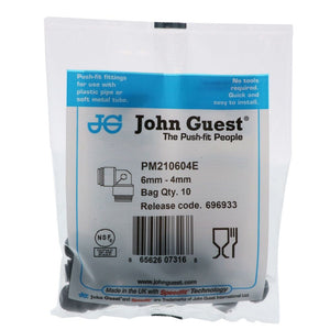 John Guest Reducing Union Elbow BLACK ACETAL - 6mm x 4mm