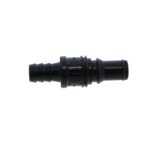 BACD22006MBLK Valved In-Line Hose Barb Coupling Insert Molded Black 3/8 ID Barb