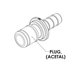 LinkTech 50AC Series Straight Male, Non-valved, 1/4" HB, Natural Acetal