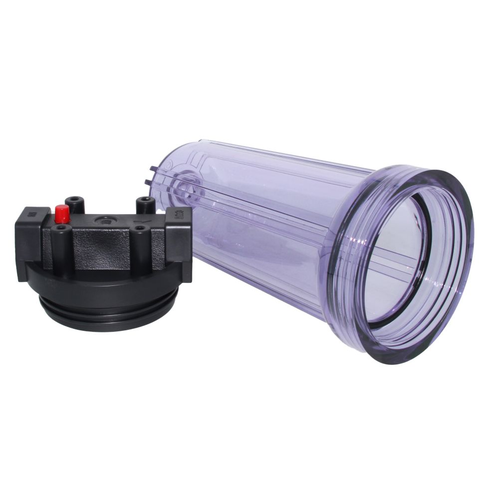 10" Neo-Pure Standard Water Filter Housing Black/Clear with Pressure Relief - 3/4" FPT