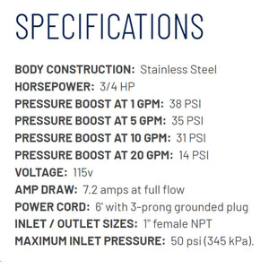 Pentair Simer 4075SS-01 3/4 HP Pressure Booster Pump