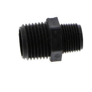 Nipple Hex - 1/2 x 3/8 MPT Black Polypropylene