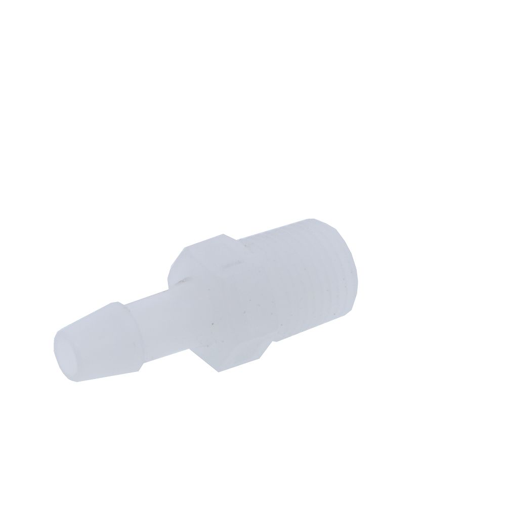 FitQuik PVDF [Kynar] Thread to Tube Straight Fitting - 1/8 NPT to 3/16 ID Barb
