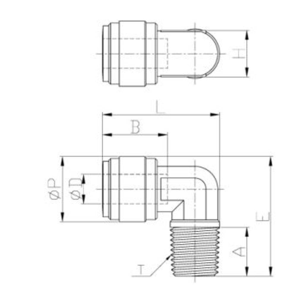 NeoFit - Acetal White Male Elbow- 3/16"tube OD x 1/8"NPTF
