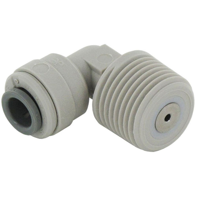 John Guest Fixed Elbow with 0.5 GPM Flow Restrictor 1/4 x 3/8 MPT