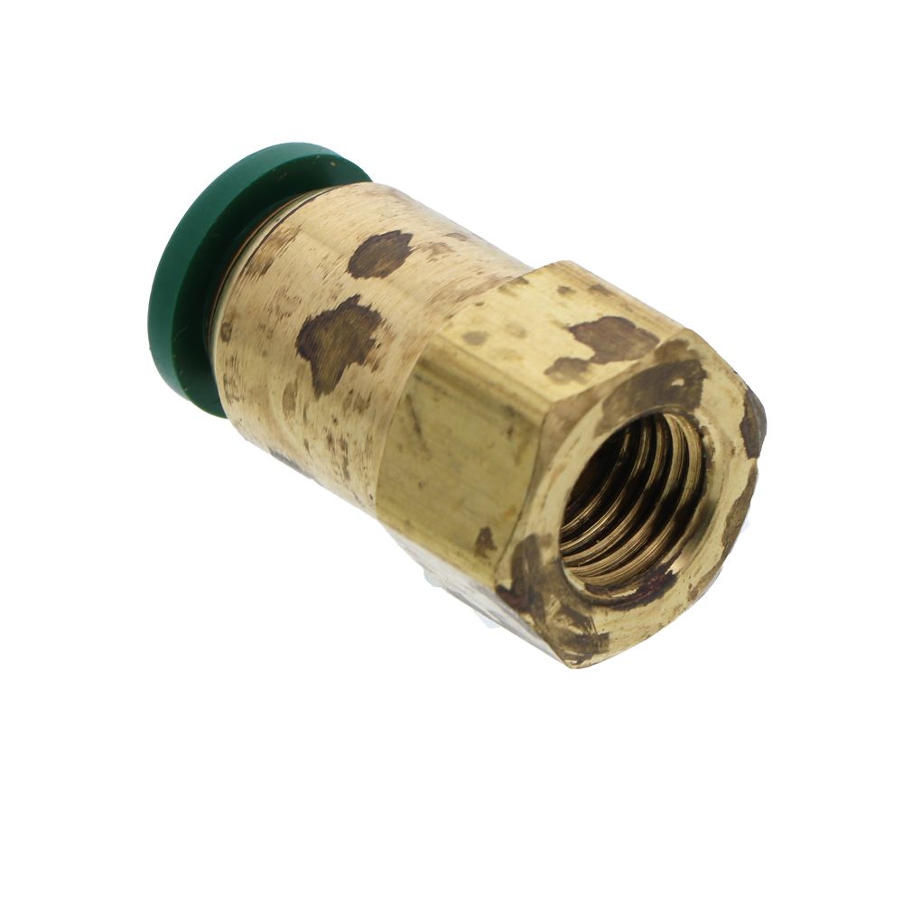 Parker Prestolok Lead-Free Brass Fitting Female Flare - 3/8 QC x 1/4 FFL - Tarnished Condition