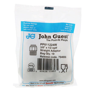 John Guest Male Connector NPTF Polypro  - 3/8 x 1/2 NPTF