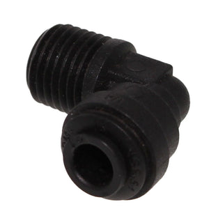 John Guest Fixed Elbow NPTF Black Polypropylene - 1/4 x 1/8 NPTF