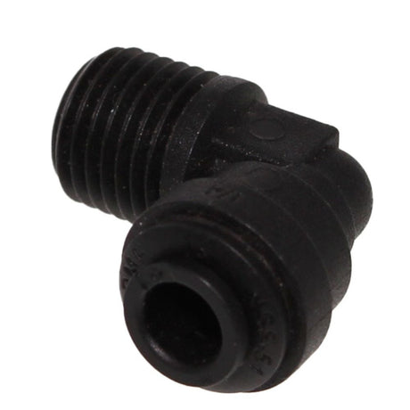 John Guest Fixed Elbow NPTF Black Polypropylene - 1/4 x 1/8 NPTF