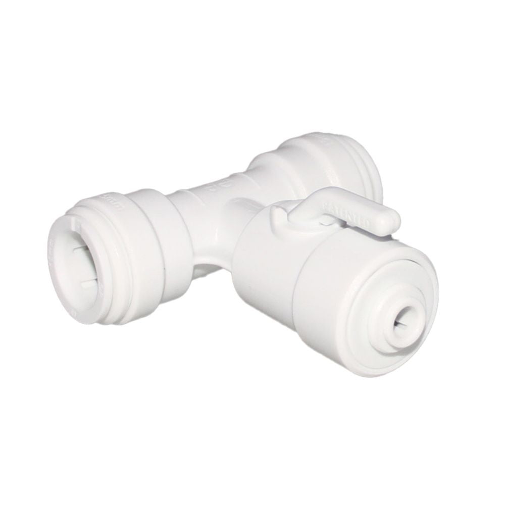 John Guest Acetal Angle Stop Valve w/Check Valve - 15mm x 15mm x 3/8"