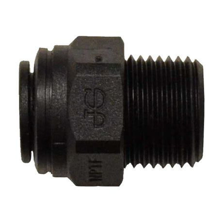 John Guest Male Connector NPTF Black Polypropylene  - 1/4 x 1/4 NPTF