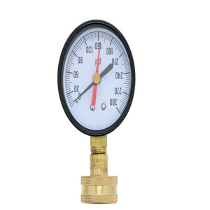 Water Pressure Gauge with Hose Connection 0-300 PSI with Red Max Indicator
