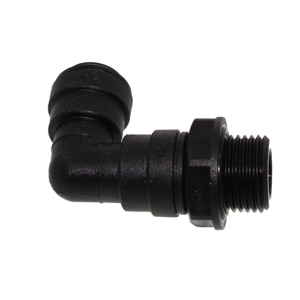 John Guest 10mm x 1/2" [BSPT] Acetal Swivel Male Elbow - Black