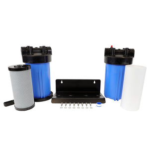 Whole House Water Filter System, 4.5" x 10" Twin Filtration Universal Housing 1” RPT Port
