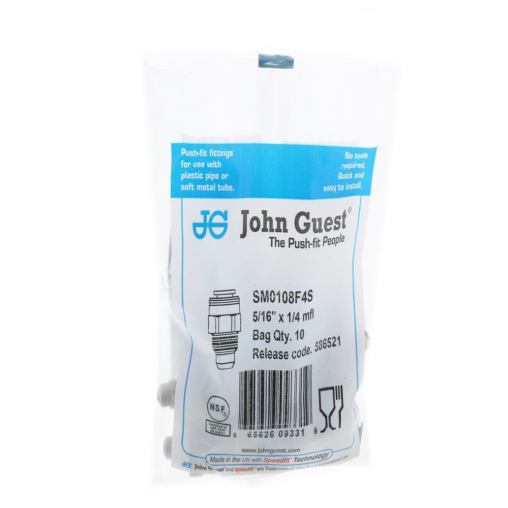 John Guest Superseal Male Connector Flare  - 5/16 Superseal x 1/4 Flare