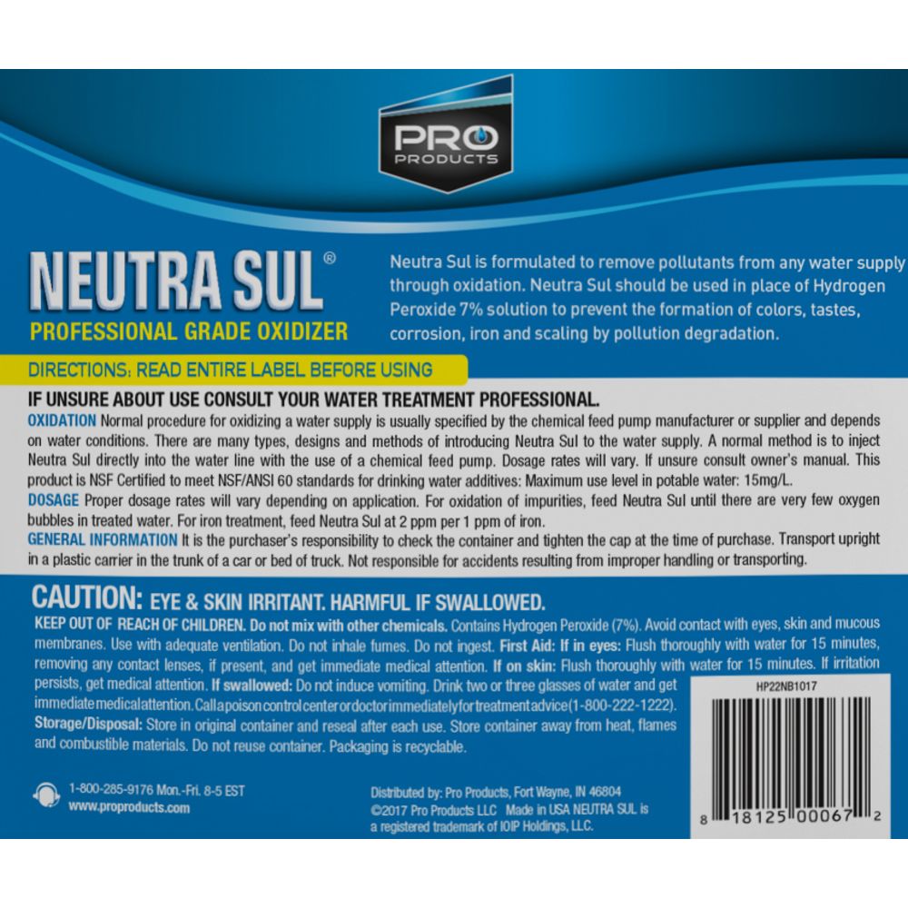 Pro Neutra Sul Professional Grade Oxidizer, Filtration Type - NSF - 5 Gal.