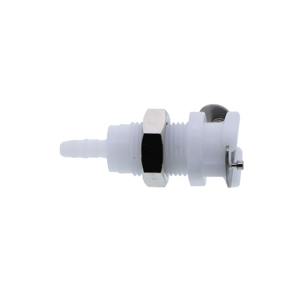 PMCD1602 Valved Panel Mount Hose Barb Coupling Body 1/8 ID Barb