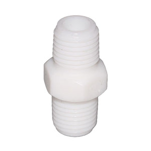 Hex Pipe Nipple 3/8" MNPT Polypro White