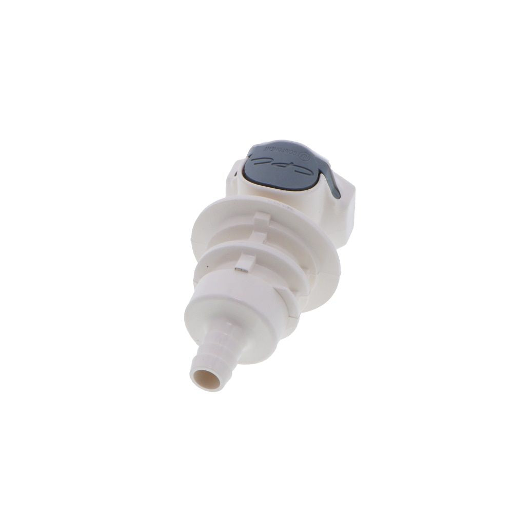 80300 NSF Valved Panel Mount Hose Barb Coupling Body 3/8 ID Barb