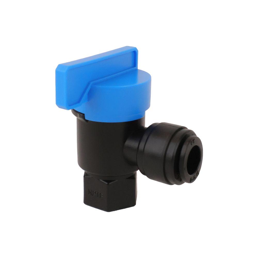 NeoFit - Acetal Black Tank Valve Female Elbow 1/4" FPT x 3/8" tube