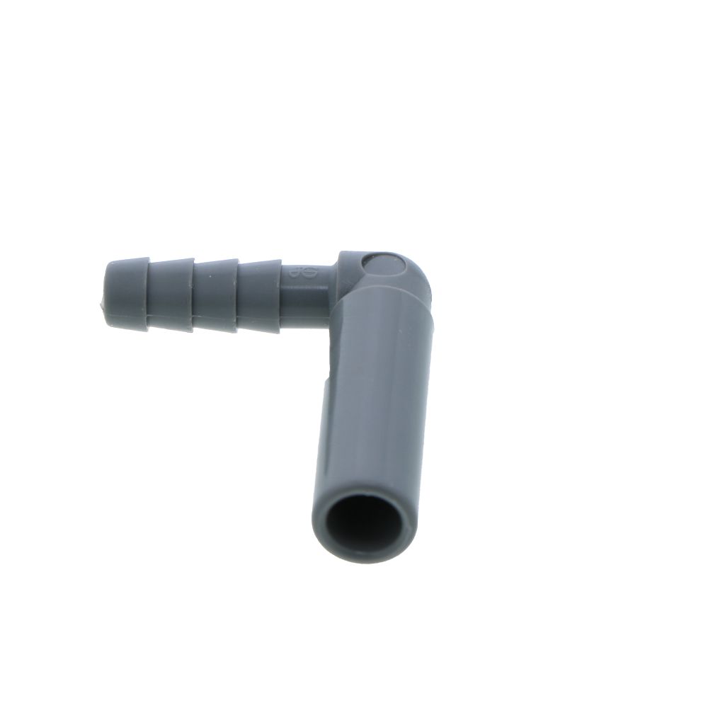 John Guest Stem Elbow Barb Connector  - 3/8 OD Stem x 1/4 ID Barb
