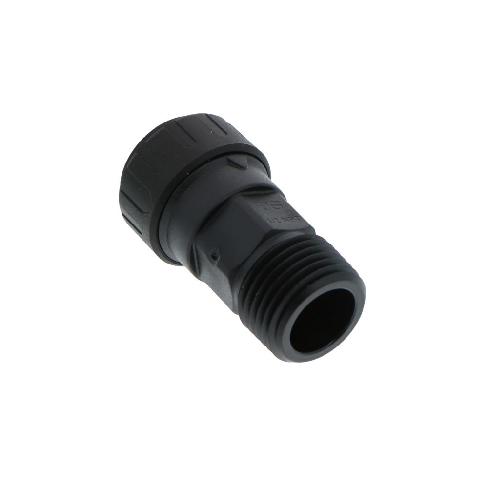 John Guest Black Male Connector - 3/8 CTS x 1/2 NPT
