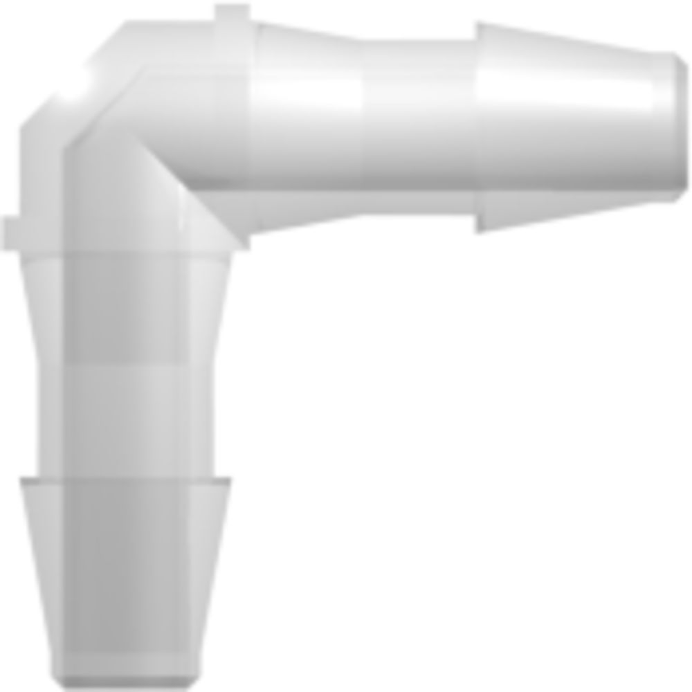 LinkTech Elbow Tube Fitting with 200 Series Barbs, 1/8" [3.2 mm] ID Tubing, Natural Polypropylene