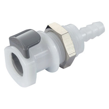 APCD16004 Valved Panel Mount Hose Barb Coupling Body 1/4 ID Barb
