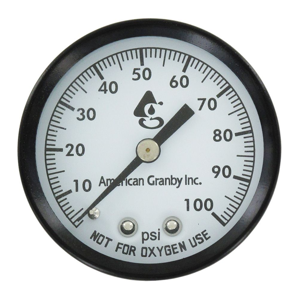 Water Pressure Gauge, Center Mount, Lead-Free 0-100 PSI
