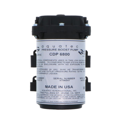 Aquatec 6800 Series RO Booster Pump for up to 50 GPD, 1/4"JG, 24 VAC