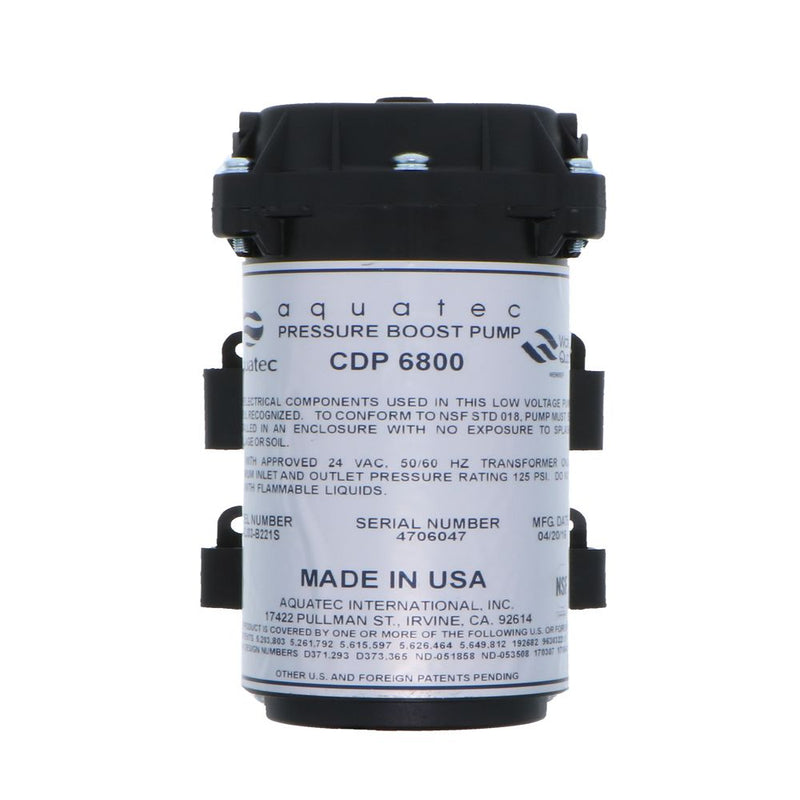 Aquatec 6800 Series RO Booster Pump for up to 50 GPD, 1/4"JG, 24 VAC