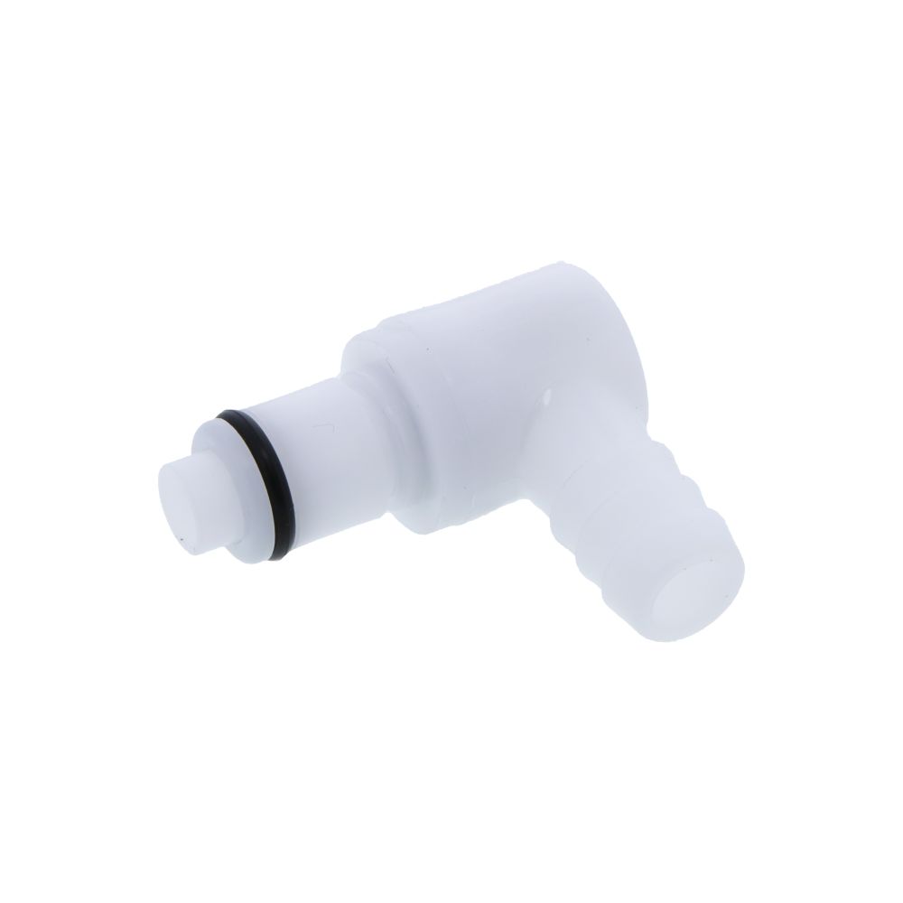 PLCD23006V Valved Elbow Hose Barb Coupling Insert 3/8 ID Barb FKM [Viton] O-rings