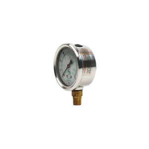 Water Pressure Gauge 160 PSI, 1/4" MPT, 2.5" Dial, Lower Back Mount, SS Case, ASME Certified