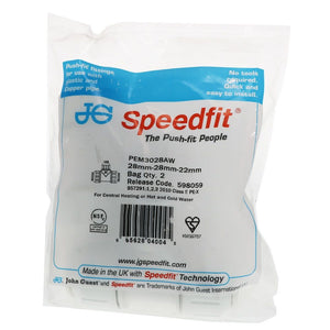 John Guest Reducing Tee - 28mm x 28mm x 22mm