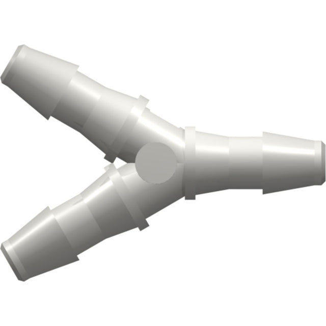 LinkTech Y Tube Fitting with 200 Series Barbs, 1/4" [6.4 mm] ID Tubing, White Nylon
