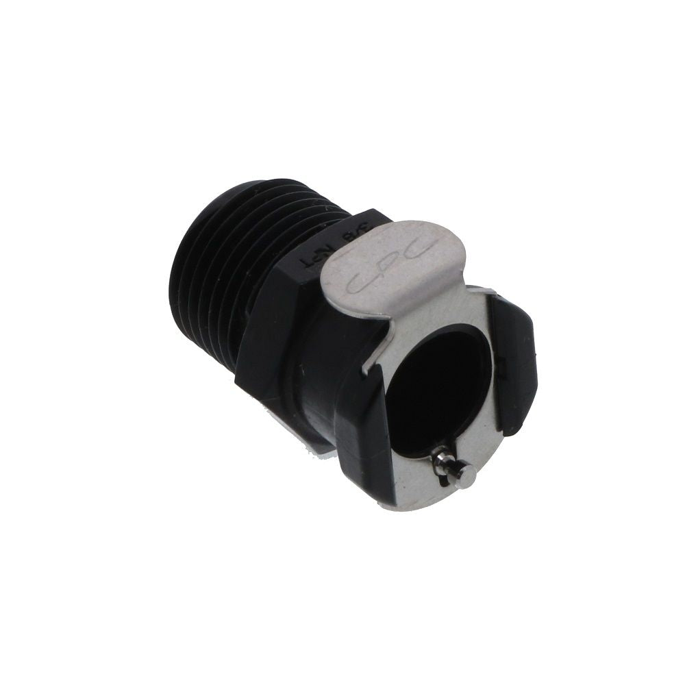 PLCD10006VBLK Valved Male Thread Coupling Body 3/8 NPT FKM [Viton] O-ring