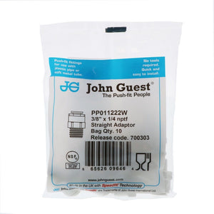 John Guest Male Connector NPTF Polypro - 3/8 x 1/4 NPTF
