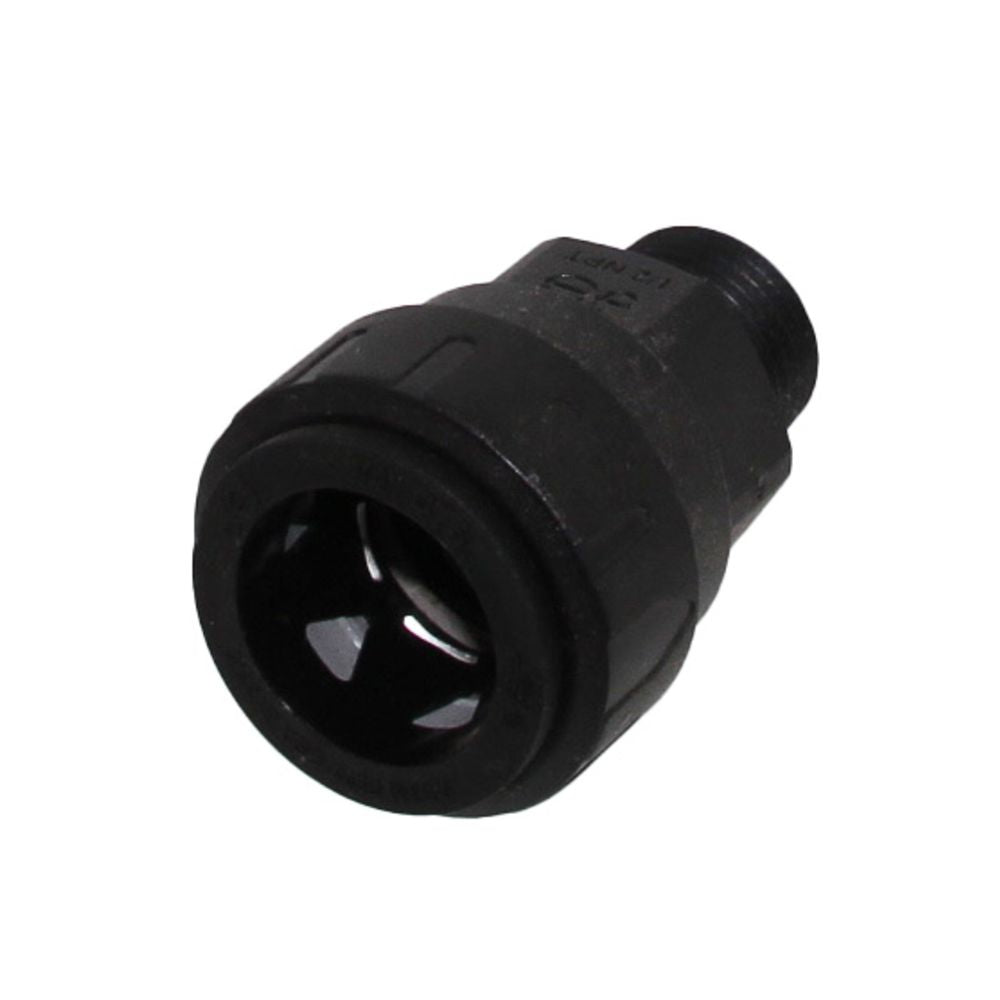 John Guest Black Male Connector - 1 CTS x 3/4 NPT
