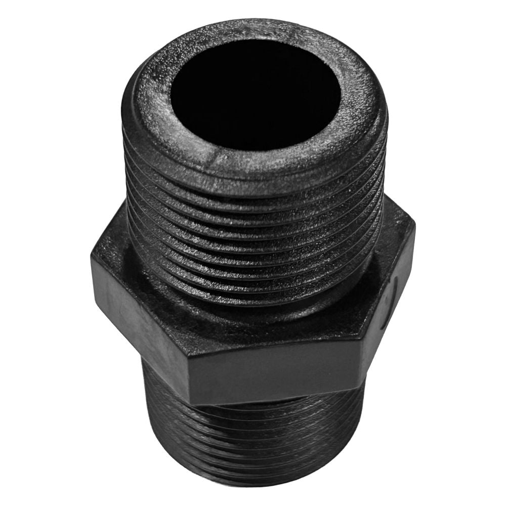 Nipple Hex - 3/4 x 3/4 MPT Black Polypropylene