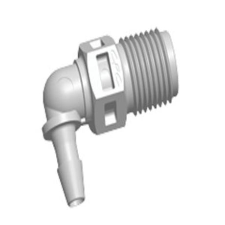 N4E4 Elbow Fitting Natural Polypropylene 1/8 NPT X 1/8 HB