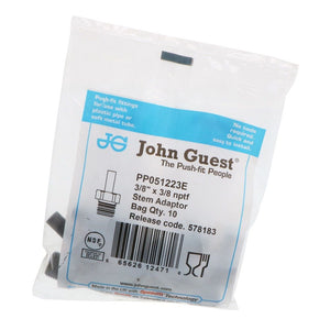 John Guest Stem Adapter Black Polypropylene  - 3/8 x 3/8 NPTF