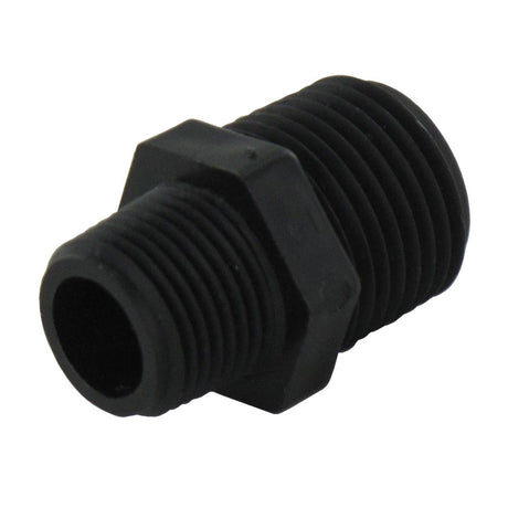 Nipple Hex - 1/2 x 3/8 MPT Black Polypropylene