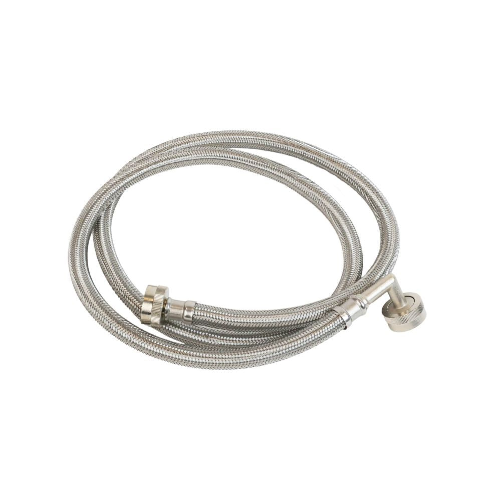 Braided 304 SS Wash Machine Hose ¾ FHT x ¾ FHT 90° End 60" Length
