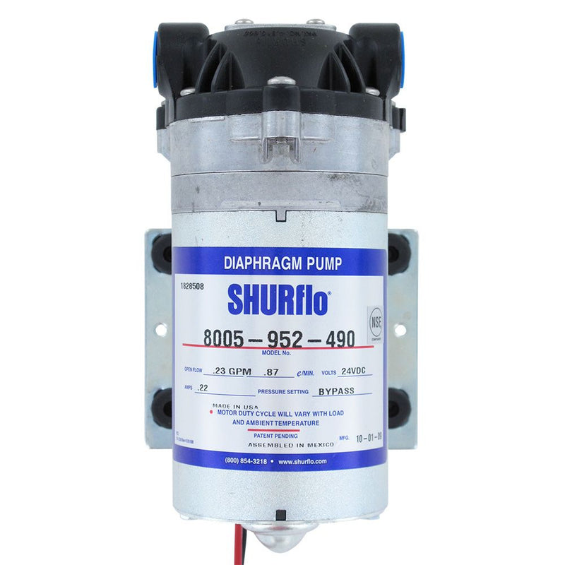 SHURflo 8005-952-490 RO Booster Pump 50 GPD 100 PSI Bypass 24VDC