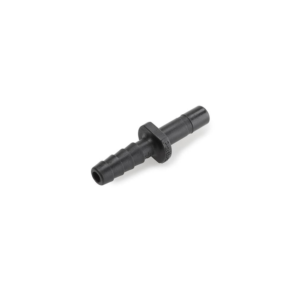 Black Kynar PVDF Tube Stem to Barb - 1/4 x 1/4